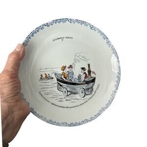 Vintage 19th C French Faïence Plate MBCM Montereau Cars of the Future Rare